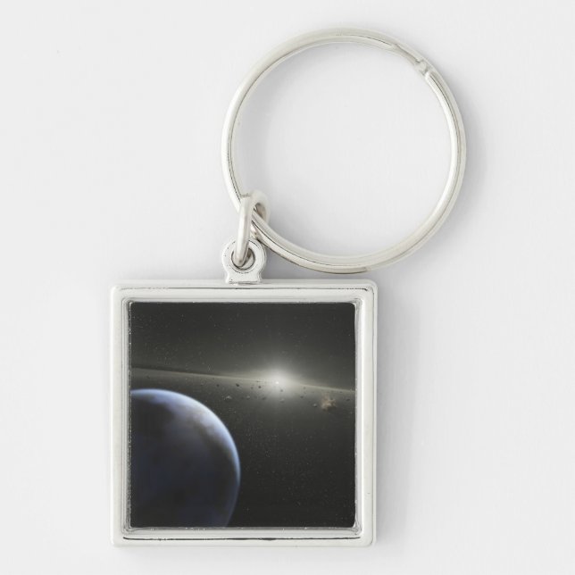A massive asteroid belt in orbit around a star key ring (Front)