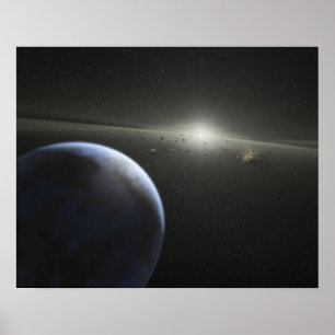 A massive asteroid belt in orbit around a star poster
