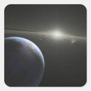 A massive asteroid belt in orbit around a star square sticker