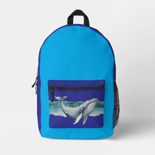 A massive whale printed backpack (Front)