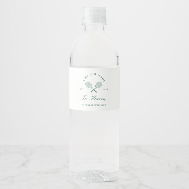 A Match Made in Heaven Bachelorette Water Bottle Label (Front)