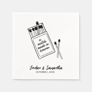 A Match Made in Heaven Black Personalised Wedding Napkin