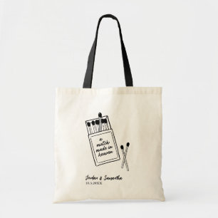 A Match Made in Heaven Black Wedding Welcome Tote Bag