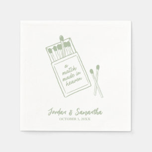 A Match Made in Heaven Green Personalised Wedding Napkin