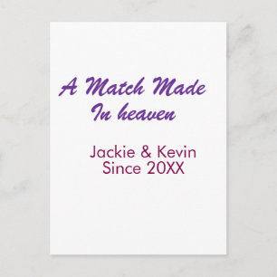 A match made in heaven purple mauve since year nam postcard