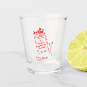 A Match Made in Heaven Red Cute Wedding Favour Shot Glass