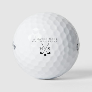'A Match Made On The Greens' Customizable Wedding Golf Balls