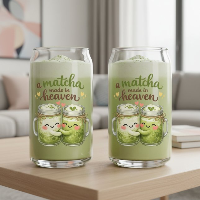 A Matcha Made in Heaven Cute Funny Pun Can Glass (A Matcha Made in Heaven Cute Funny Pun Can Glasses
by Ricaso Ideal gift idea for couples. Iced drink)