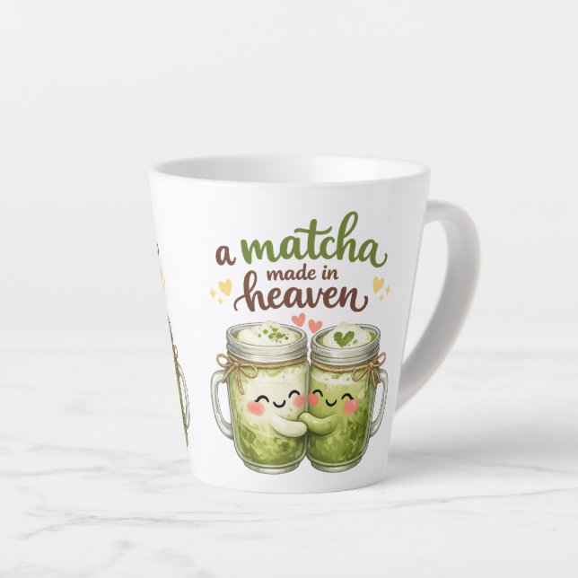 A Matcha Made in Heaven Cute Funny Pun Latte Mug (Right Angle)