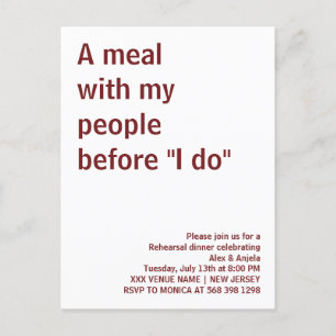 A meal with my people before "I do" fun rustic Postcard