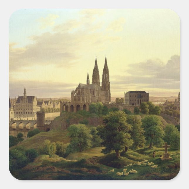 A Mediaeval Town in 1830, 1830 Square Sticker (Front)