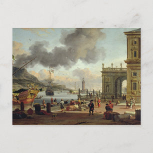 A Mediterranean Harbour Scene Postcard