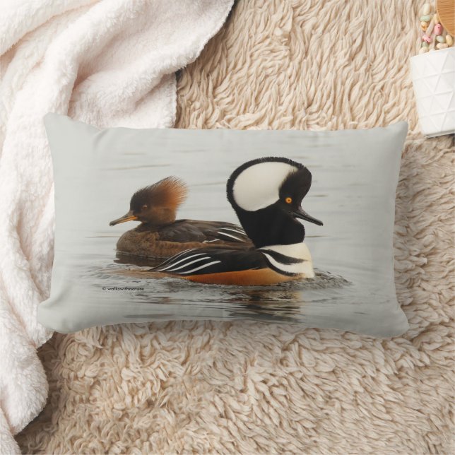 A Meeting of Hooded Merganser Ducks at the Pond Lumbar Cushion (Blanket)
