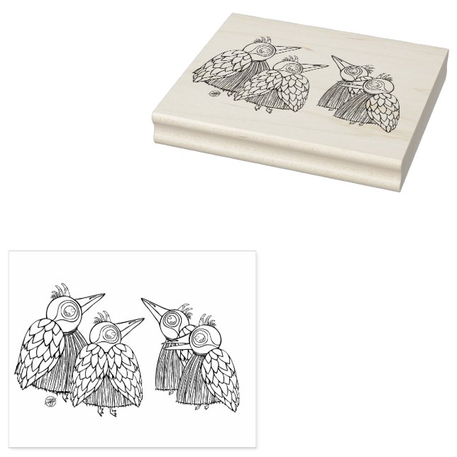 A Meeting of the Birds Rubber Stamp (Stamped)
