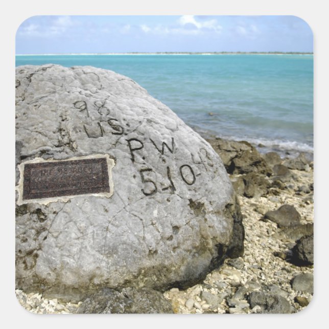 A memorial to prisoners of war on Wake Island Square Sticker (Front)