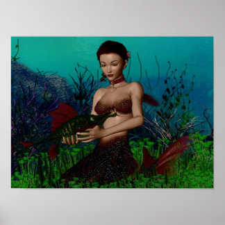 A Mermaid and her Fish Poster