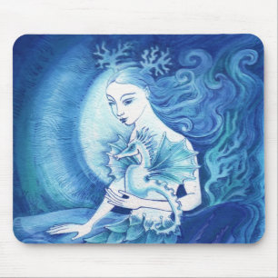 A Mermaid and her Seahorse Mouse Mat