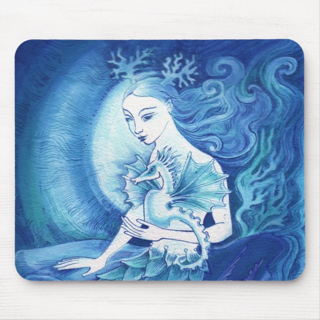 A Mermaid and her Seahorse Mouse Mat (Front)