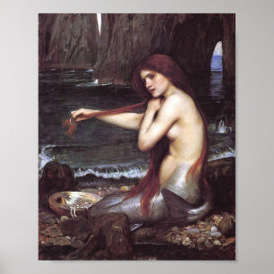 A Mermaid by J W Waterhouse, 1901 Decoupage Print