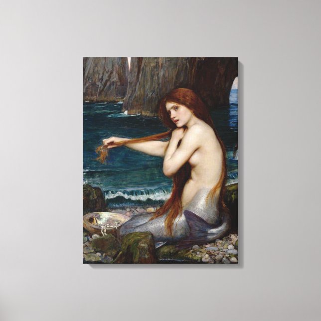 "A Mermaid" by John William Waterhouse Canvas (Front)