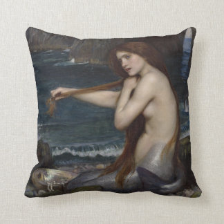 A Mermaid by John William Waterhouse Cushion