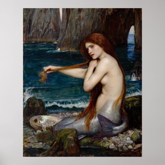"A Mermaid" by John William Waterhouse poster (Front)