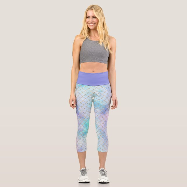 A Mermaid Galaxy Series Design 7 Capri Leggings (Front)
