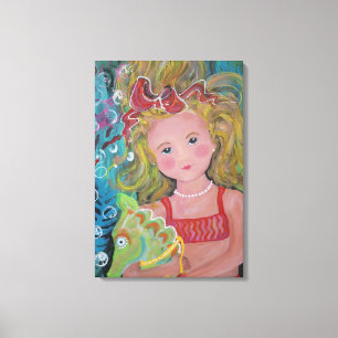 A Mermaid & her Pet Seahorse - Canvas Print