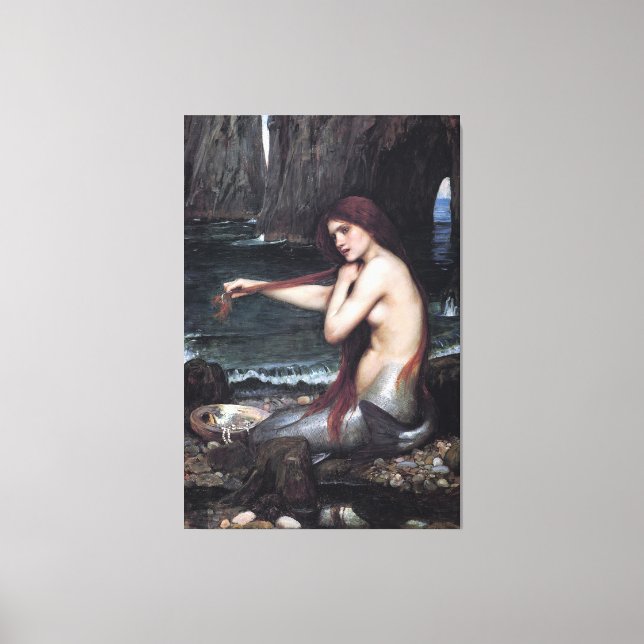 A Mermaid John William Waterhouse Mythological Canvas Print (Front)
