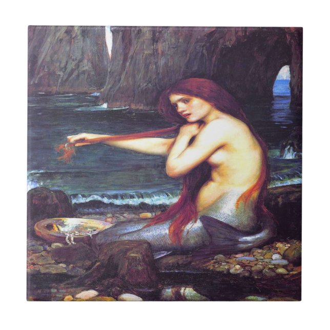 A Mermaid John William Waterhouse Tile (Front)