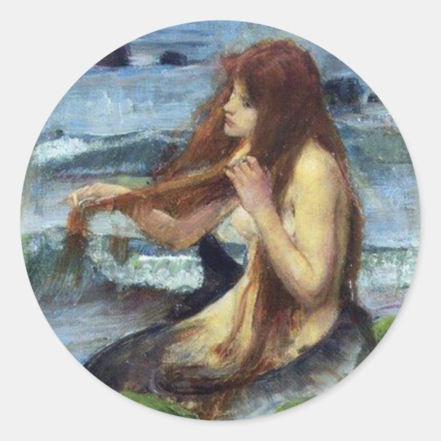 A Mermaid (study) Classic Round Sticker (Front)