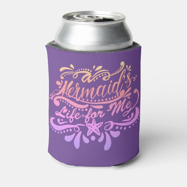 A Mermaid's Life For Me Purple Starfish Can Cooler (Can Back)