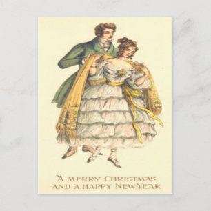A Merry Christmas And A Happy New Year Holiday Postcard