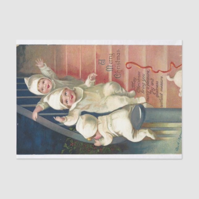 A Merry Christmas by Ellen Clapsaddle Tissue Paper (Front)