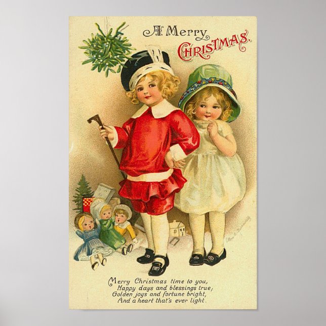A Merry Christmas Children Card Poster (Front)