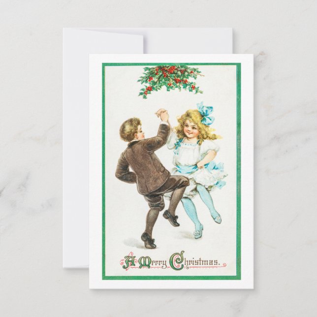 A Merry Christmas Children Dancing Card (Front)