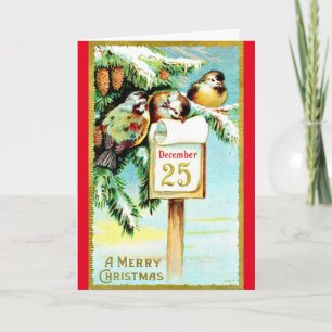 A Merry Christmas December 25 Vintage Reproduction Card