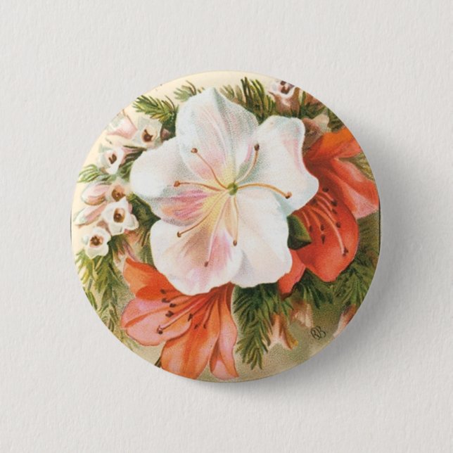 A Merry Christmas Flower 6 Cm Round Badge (Front)