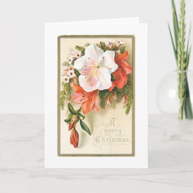 A Merry Christmas Flower Holiday Card (Front)