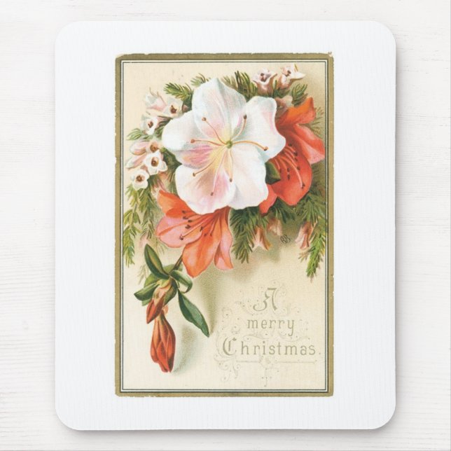 A Merry Christmas Flower Mouse Mat (Front)