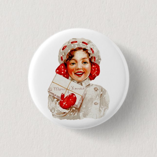 A Merry Christmas Girl 3 Cm Round Badge (Front)
