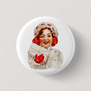 A Merry Christmas Girl 3 Cm Round Badge