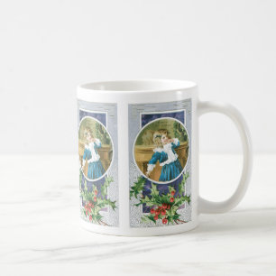 "A Merry Christmas" Girl in Blue Coffee Mug