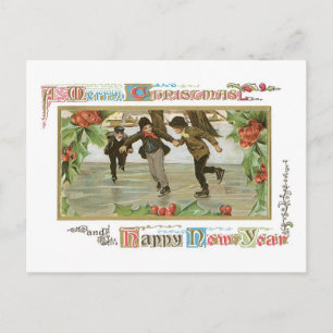 A Merry Christmas & Happy New Year Holiday Postcard