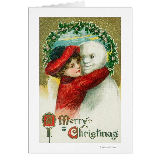 A Merry Christmas Hugging Snowman Scene (Front)