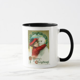 A Merry Christmas Hugging Snowman Scene Mug