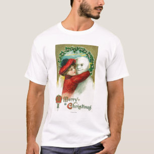 A Merry Christmas Hugging Snowman Scene T-Shirt