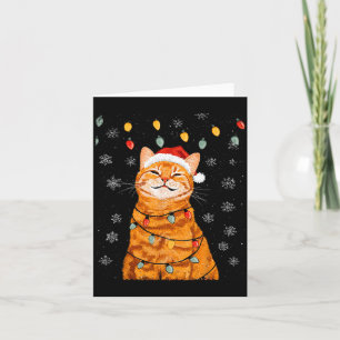 A Merry Christmas Lights Snowflake Ginger Cat Oran Card