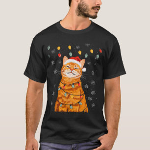 A Merry Christmas Lights Snowflake Ginger Cat Oran T-Shirt