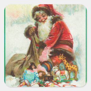 A Merry Christmas Santa Packing Toys in his Square Sticker